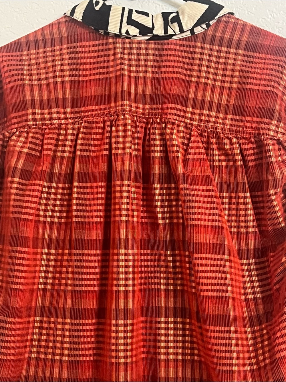 BDG mushroom Striped Graphic Button-Up Shirt natural boho prairie boxy geometric - Picture 6 of 10